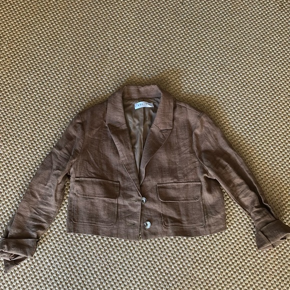 Society Cropped Linen Jacket - Picture 1 of 4
